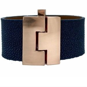 Leighelena navy Stringray jigsaw cuff bracelet